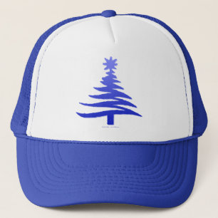 Modern Christmas Tree Stencil Print Blue Truckerkappe