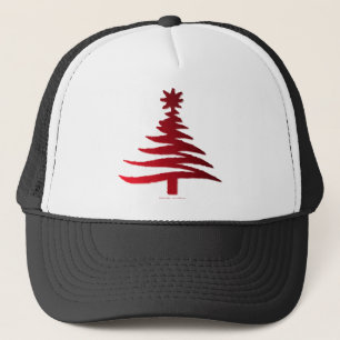 Modern Christmas Tree Stencil Print Red Truckerkappe