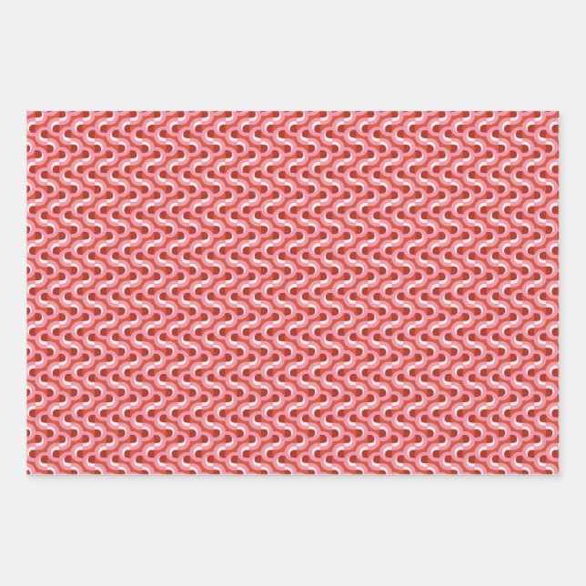 Modern Christmas Wavy Geometric Stripe in Bold Red Geschenkpapier Set (Vorderseite)