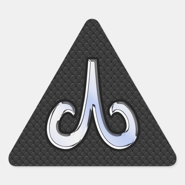 Modern Chrome like Aries Zodiac Sign Dreieckiger Aufkleber (Vorderseite)