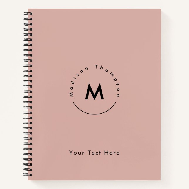 Modern Circle Mit Monogramm Persönliche Namen Logo Notizbuch (Vorderseite)
