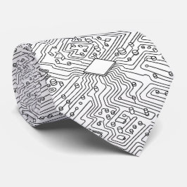 Modern Circuit Board Necktie - B&W Tech Geek Krawatte