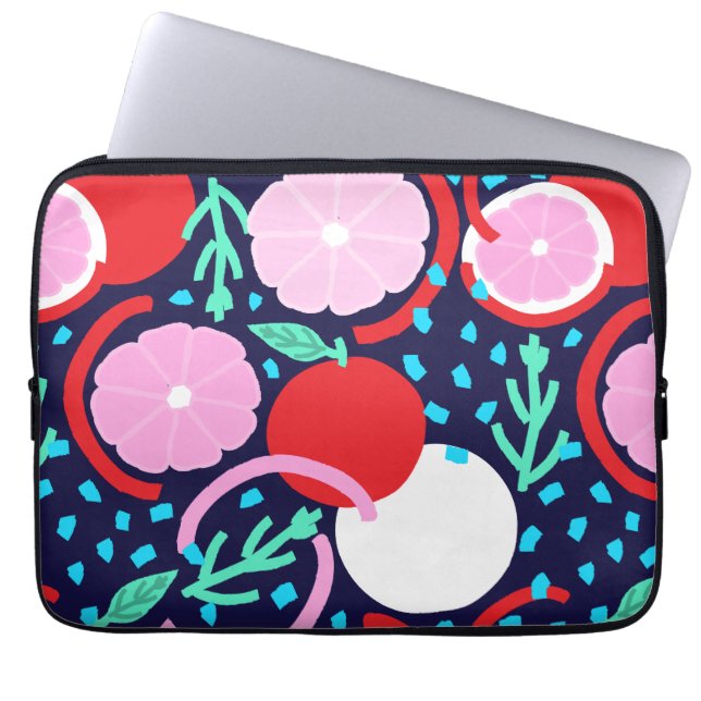 Modern Citrus Fruit Geometric Midnight Market Laptopschutzhülle (Vorderseite)