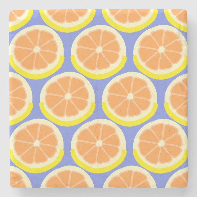 Modern Citrus Slice Amalfi Coast Steinuntersetzer (Vorderseite)