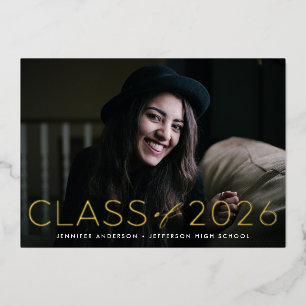 Modern Class of 2023 Photo Graduation Gold Folieneinladung