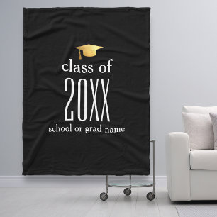 Modern Class of 20XX Graduation Cap Custom Color Fleecedecke