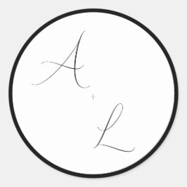 Modern Classic Black & White Border Script Wedding Runder Aufkleber