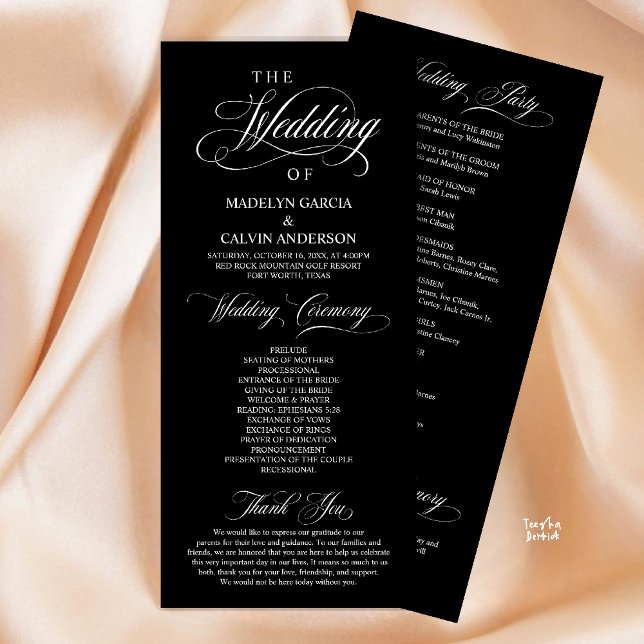 Modern Classic Elegance, Wedding Ceremony Programm (Modern Classic Elegance, Wedding Ceremony Program in Black and white)