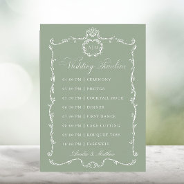 Modern Classic French Sage Green Wedding Timeline Programm