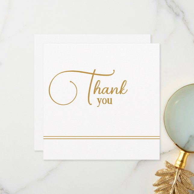 Modern Classic Gold Typografie Dankeschön Card Dankeskarte (Vorderseite/Rückseite Beispiel)