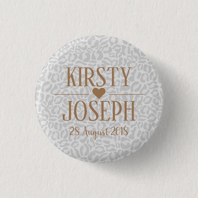 Modern Classic Gold Wedding Pattern Button (Vorderseite)