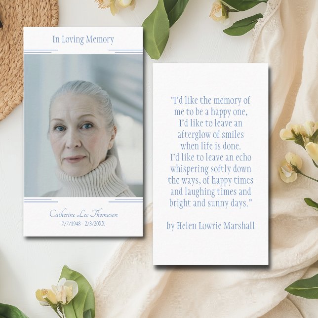 Modern Classic Photo In Loving Memory Prayer Card Visitenkarte (Modern Classic Photo In Loving Memory Prayer Card
)