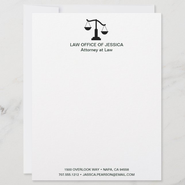 Modern Classic Scales Of Justice Law Letterhead Briefbogen (Vorderseite)