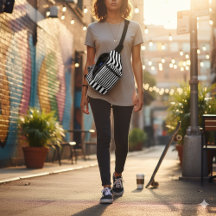 Modern Classic White Black Casual Sling Bag