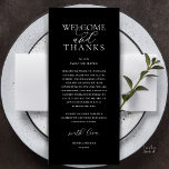 Modern Classy Wedding Reception Thank You Card Programm<br><div class="desc">Introducing the perfect finishing touch to your wedding reception - our elegant classy Wedding Thank You Place Setting Card black white theme, with card title "Welcome and thanks" ! Designed to express your heartfelt appreciation for each guest's presence on your special day, these cards are the ideal way to add...</div>