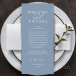 Modern Classy Wedding Reception Thank You Card Programm<br><div class="desc">Introducing the perfect finishing touch to your wedding reception - our elegant classy Wedding Thank You Place Setting Card dusty blue theme, with card title "Welcome and thanks" ! Designed to express your heartfelt appreciation for each guest's presence on your special day, these cards are the ideal way to add...</div>