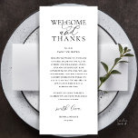 Modern Classy Wedding Reception Thank You Card Programm<br><div class="desc">Introducing the perfect finishing touch to your wedding reception - our elegant classy Wedding Thank You Place Setting Card black and white theme, with card title "Welcome and thanks" ! Designed to express your heartfelt appreciation for each guest's presence on your special day, these cards are the ideal way to...</div>
