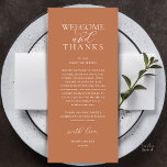 Modern Classy Wedding Reception Thank You Card Programm<br><div class="desc">Introducing the perfect finishing touch to your wedding reception - our elegant classy Wedding Thank You Place Setting Card copper brown theme, with card title "Welcome and thanks" ! Designed to express your heartfelt appreciation for each guest's presence on your special day, these cards are the ideal way to add...</div>