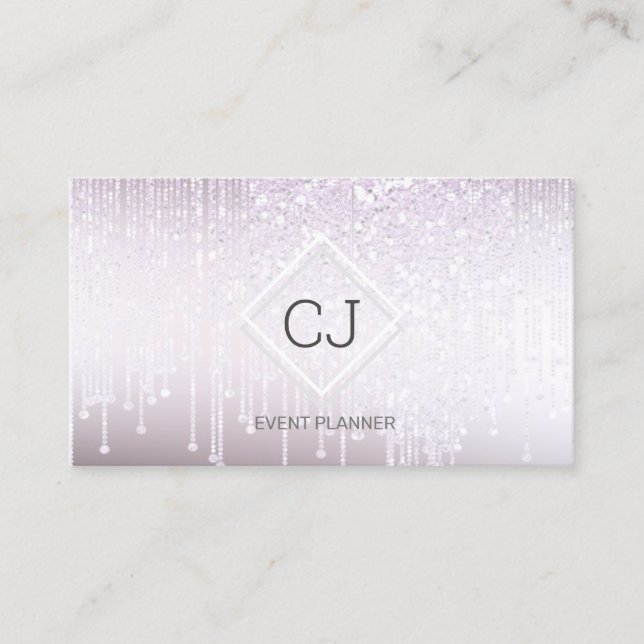 Modern Classy White Glitzer Crystal Drilling Logo Visitenkarte (Vorderseite)