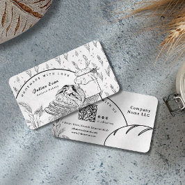 Modern Clean Hand Sketch Sourdough Homemade Bread Visitenkarte