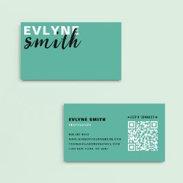 Modern Clean Pastel Blue QR Code Typografie Script Visitenkarte