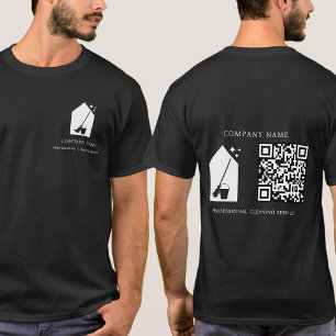 Modern Cleaning Reinigungsdienst Logo QR Code Schw T-Shirt