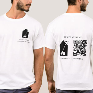 Modern Cleaning Reinigungsdienst Logo QR Code Weiß T-Shirt
