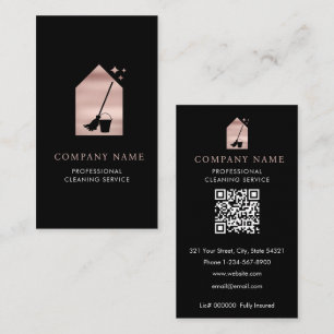 Modern Cleaning Reinigungsdienst Logo Rose Gold Visitenkarte