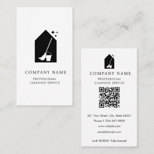 Modern Cleaning Reinigungsdienst Logo White QR Cod Visitenkarte
