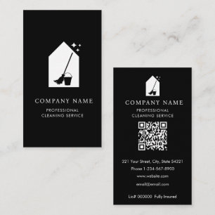 Modern Cleaning Reinigungsdienst Logo White QR Cod Visitenkarte