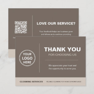 Modern Cleaning Services Logo QR-Code in Taupe Dankeskarte