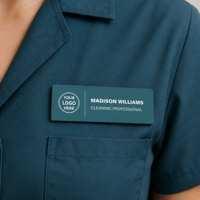 Modern Cleaning Services Logo Türkis Namensschild (Modern Cleaning Services Logo Teal Name Tag)