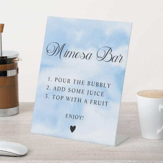 Modern Cloud Nine Brautparty Mimosa Bar Sign Sockelschild (In SItu)