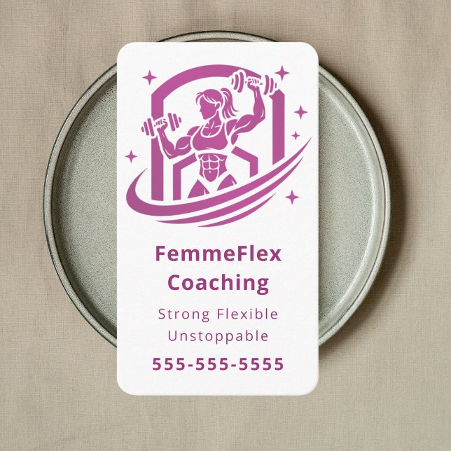 Modern Coaching Frauen Personal Trainer Pink Visitenkarte (Von Creator hochgeladen)
