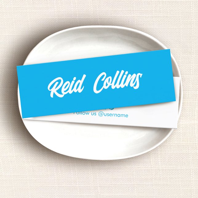 Modern Cobalt Blue Bold Script Mini Visitenkarte (Von Creator hochgeladen)