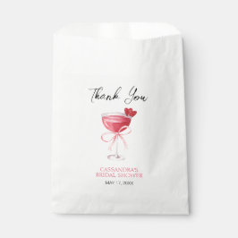 Modern Cocktail Pink Bow Brautparty Vielen Dank Geschenktütchen