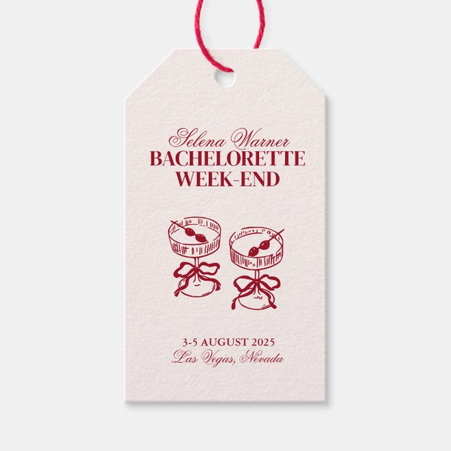 Modern Cocktails Bachelorette Wochenende Geschenkanhänger (Vorderseite)