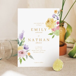 Modern Cocktails Citrus Watercolor Floral Paradise Einladung