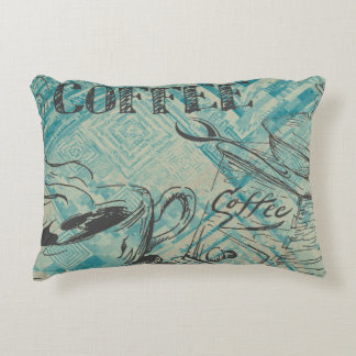 Modern Coffee Art Sketch Blue Dekokissen