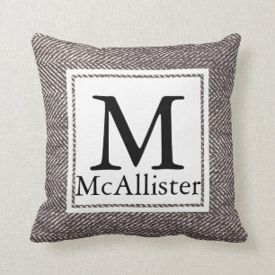 Modern Coffee Brown Herringbone Kissen