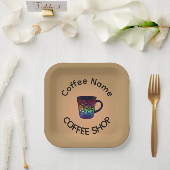 Modern Coffee Shop Café Tee Bar Custom Barista Pappteller (Hochzeit)