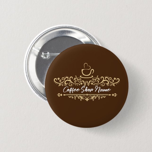 Modern Coffee Shop Willkommen Persönlicher Name Button (Vorne & Hinten)