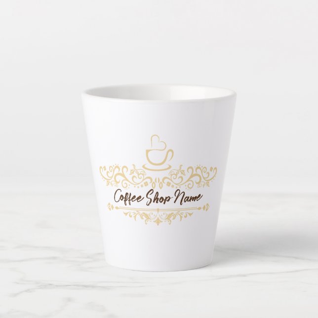Modern Coffee Shop Willkommen Persönlicher Name Milchtasse (Vorderseite)