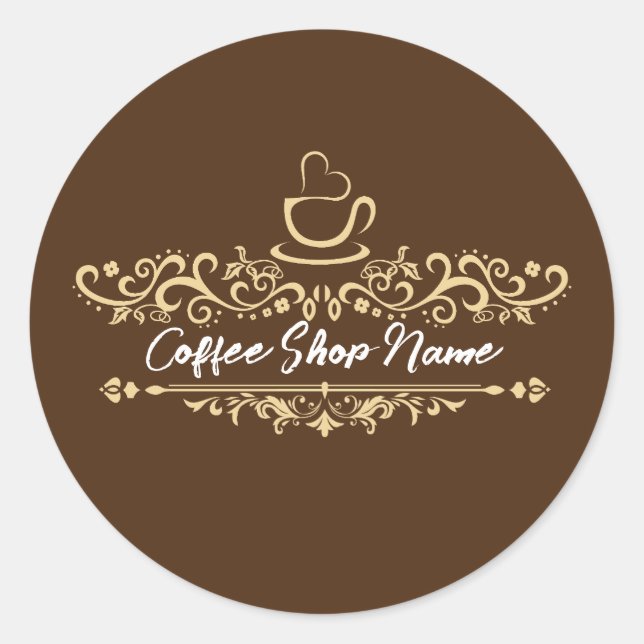 Modern Coffee Shop Willkommen Persönlicher Name Runder Aufkleber (Vorderseite)