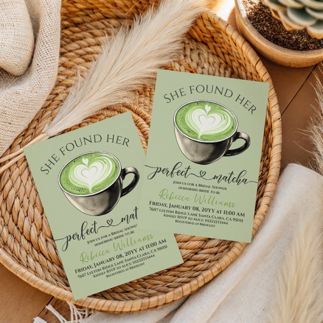 Modern Coffee Theme Perfect Matcha Bridal Shower Einladung (Von Creator hochgeladen)