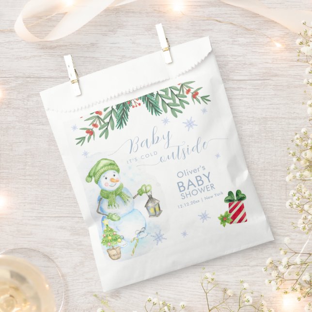 Modern Cold Outside Floral Snowman Baby Shower  Geschenktütchen (Ausgeschnitten)