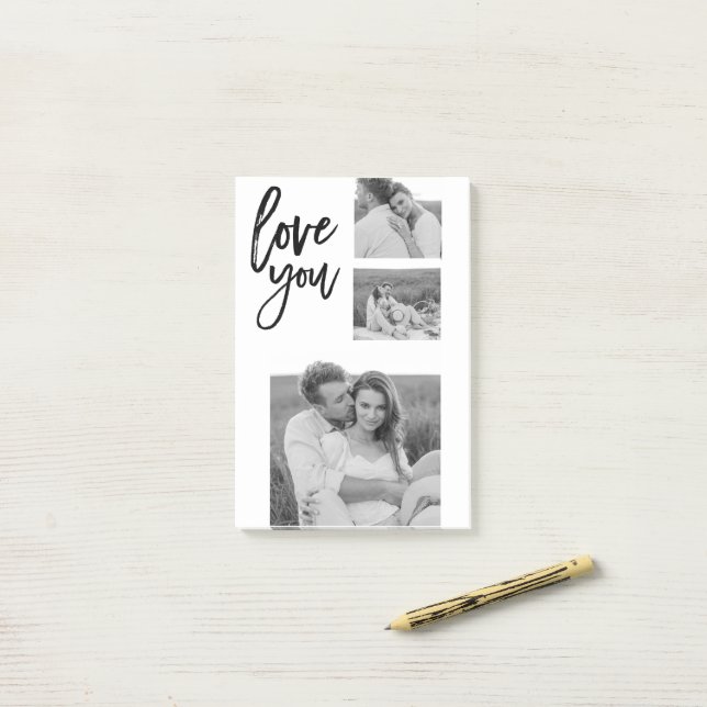 Modern Collage Couple Foto & Liebe Ihr Schönheitsg Post-it Klebezettel (Auf Schreibtisch)