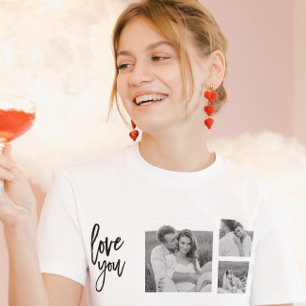 Modern Collage Couple Foto & Liebe Ihr Schönheitsg T-Shirt