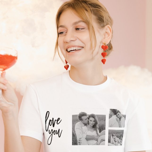 Modern Collage Couple Foto & Liebe Ihr Schönheitsg T-Shirt (Von Creator hochgeladen)
