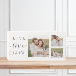 Modern Collage Couple Foto & Live Liebe Laugh Gesc Holzkisten Schild<br><div class="desc">Modern Collage Couple Foto & Live Liebe Laugh Geschenk</div>